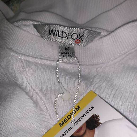 WILDFOX NWT White Long Sleeve "Overthinker" Graphic Crewneck Sweatshirt M - Picture 7 of 7